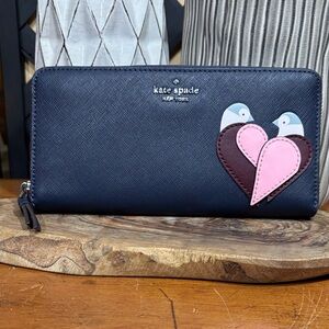 Kate Spade Novelty Love Birds Continental Zipper Wallet Large